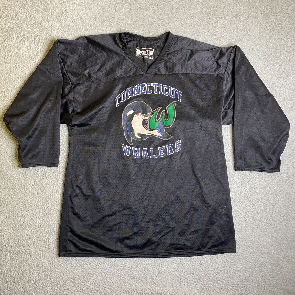 Connecticut Whalers Bakka Sports Jersey Men Large Black Mesh 3/4 Sleeve V Neck